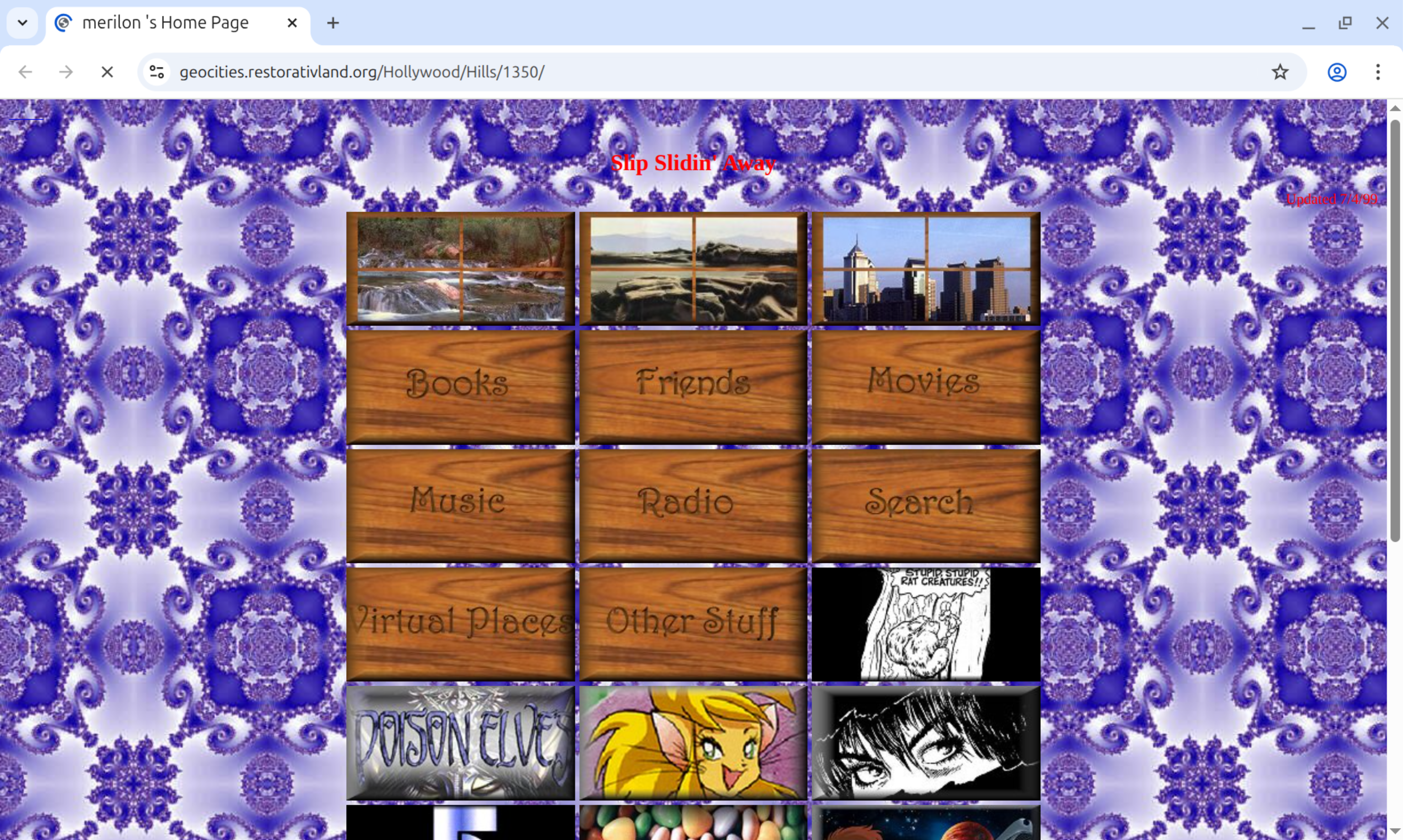 Screenshot of a neocities homepage.