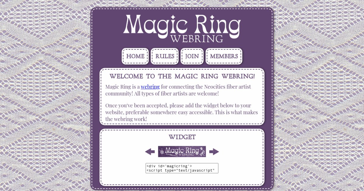 Screenshot of a Magic-themed webring